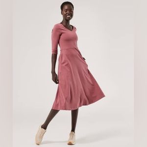 Pact fit & flare midi party dress in marsala